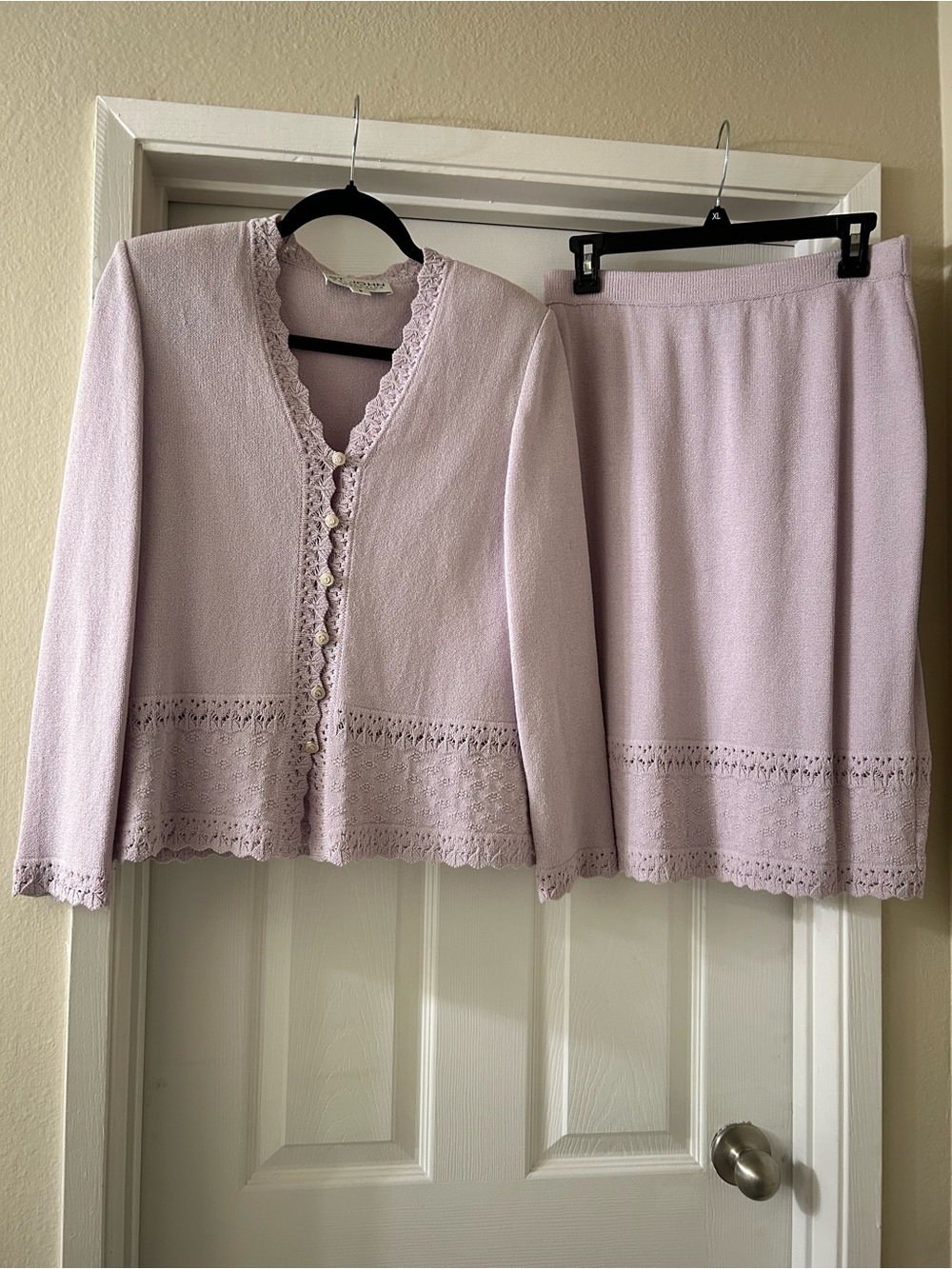 St. John By Marie Gray Lavender Knit Two-Piece Skirt Set
